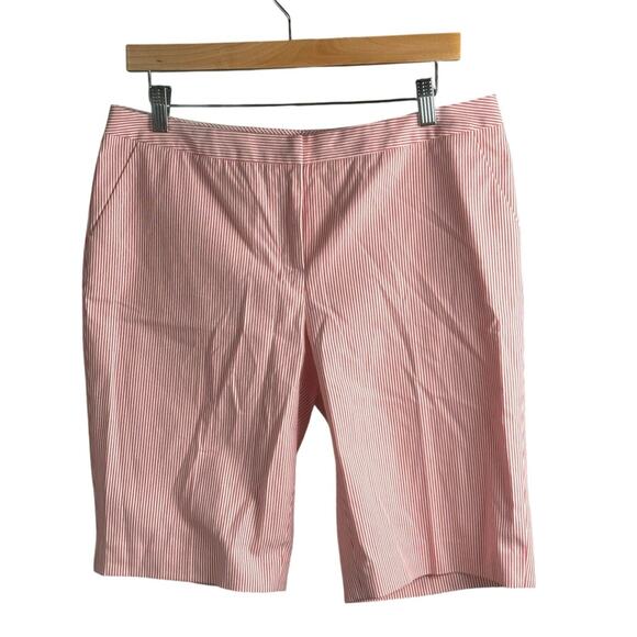 NWT Halogen Taylor Fit Bermuda Shorts Red White Stripe Size 10 - Picture 5 of 11